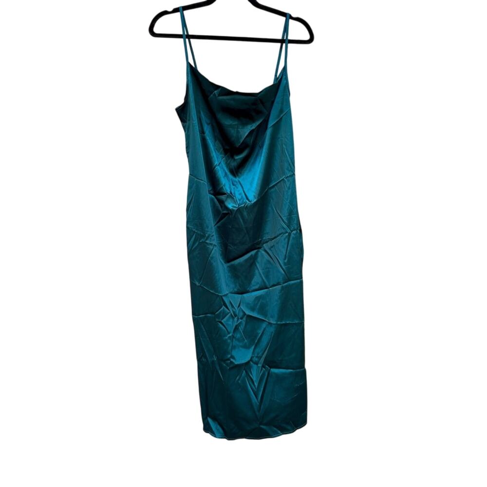 NWT XXXITICAT Elegant Teal Satin Slip Dress, women’s medium